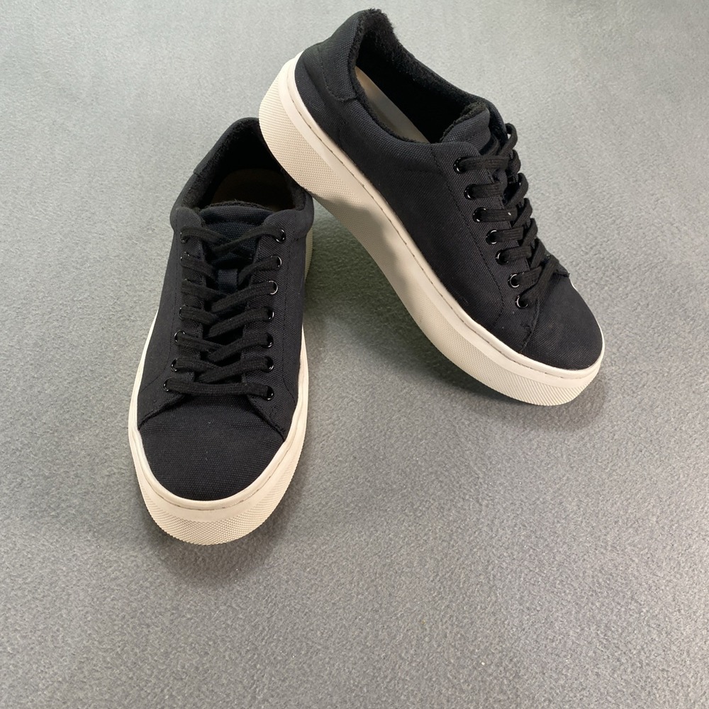 ABEO Jumpstreet Womens Platform Sneakers Canvas Tie Laces Black Size 8